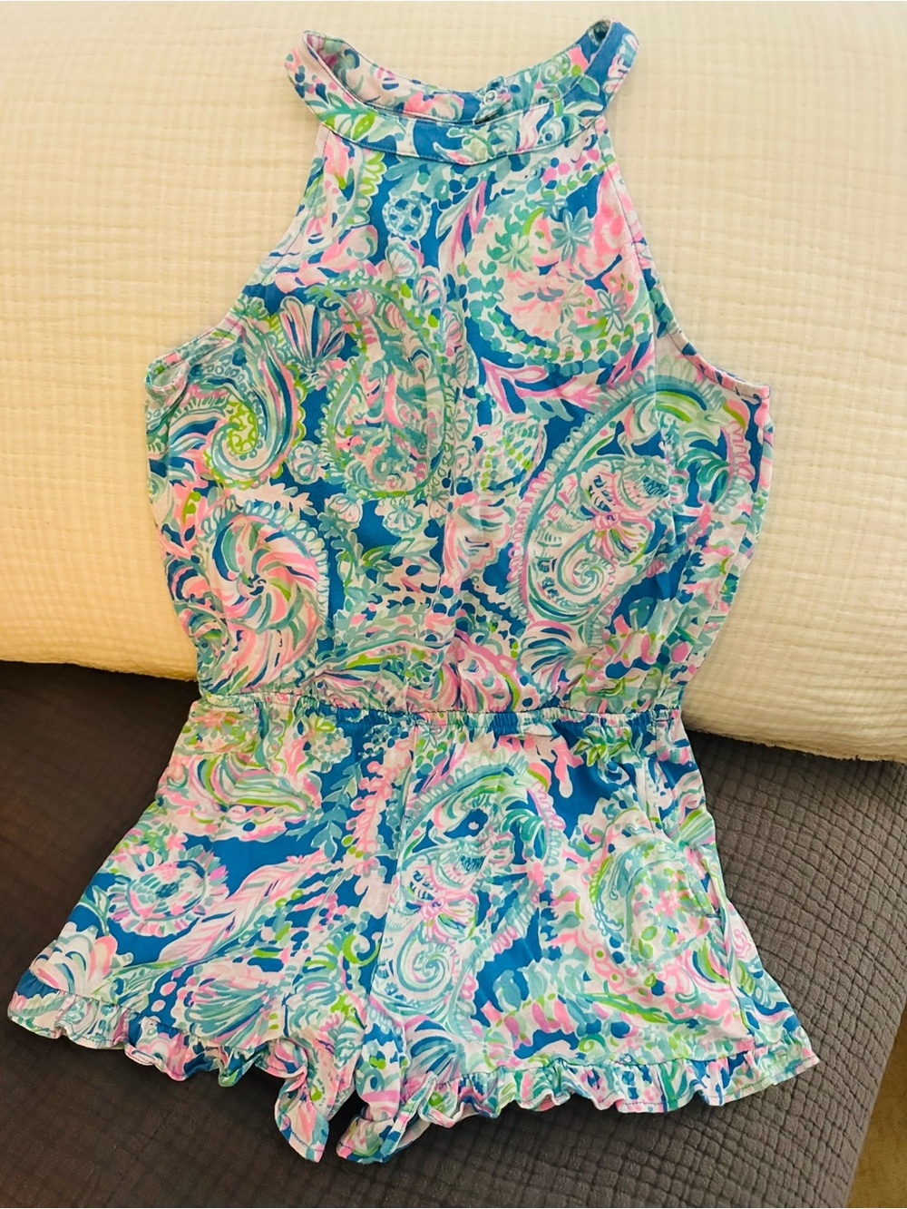 Blue Floral Paisley Lilly Pulitzer Halter Romper